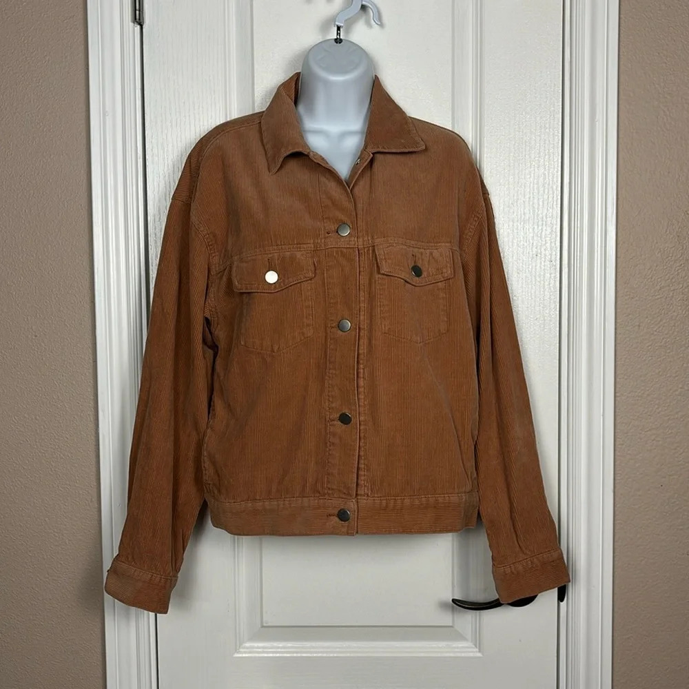 Uniqlo‎ Women's Corduroy Relaxed Orange Rust Boxy Casual Size M Jacket